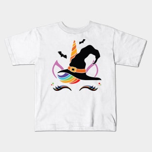 Cute Unicorn Witch LGBT Gay Halloween Rainbow Gift Kids T-Shirt